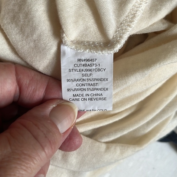 Eyeshadow, top 3/4 contrast Raglan sleeves scoop neck Cream navy red size S - Picture 9 of 9